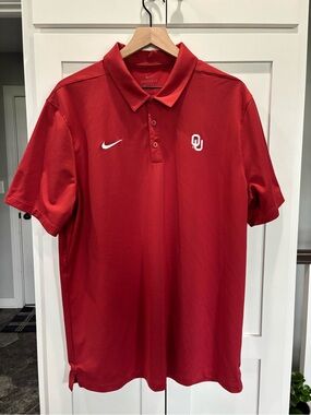 Nike Red Mens XL “OU” Embroidered Dri-FIT Polo